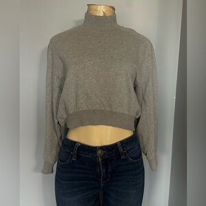 S - Zara - Gray turtleneck crop top sweater